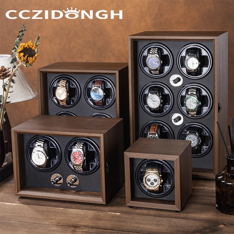 CCZIDONGH Wooden Automatic Watch Winder Household Watch Box Wanbaozhi Silent Motor Mechanical Watch Shaker Upper Chain Box