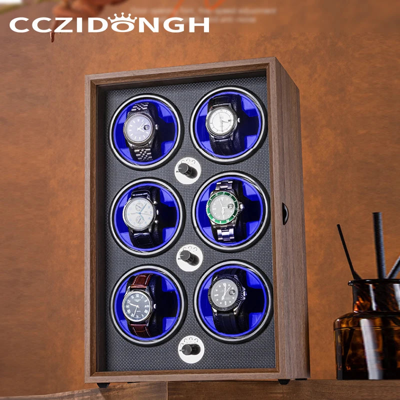 CCZIDONGH Wooden Automatic Watch Winder Household Watch Box Wanbaozhi Silent Motor Mechanical Watch Shaker Upper Chain Box