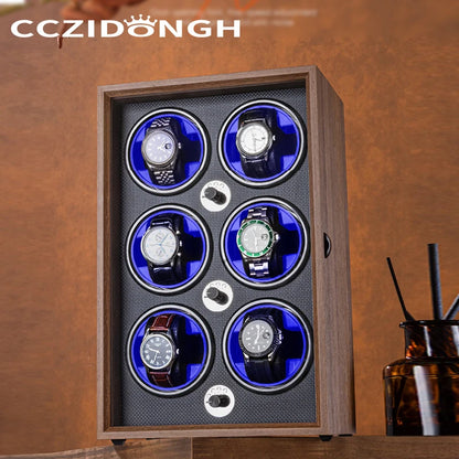 CCZIDONGH Wooden Automatic Watch Winder Household Watch Box Wanbaozhi Silent Motor Mechanical Watch Shaker Upper Chain Box