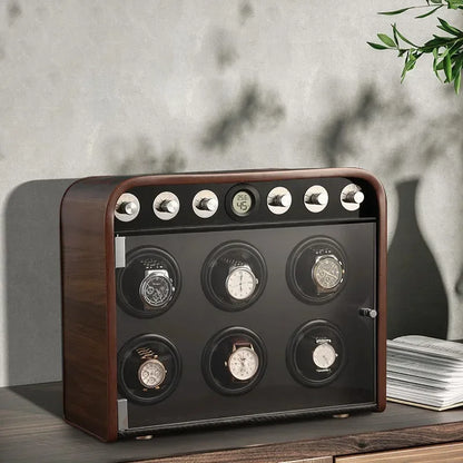 Luxury Wood Automatic Rotator Watch Winder Box Silent Winder Watch Boxes Mechanical Watches Display Organizer Accessories Gift