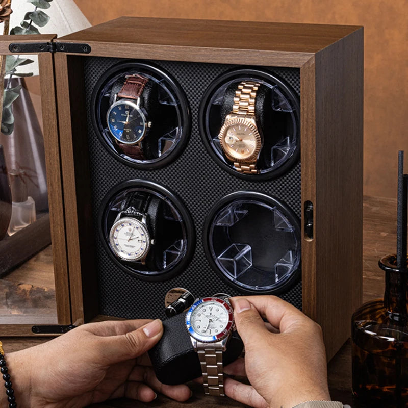 CCZIDONGH Wooden Automatic Watch Winder Household Watch Box Wanbaozhi Silent Motor Mechanical Watch Shaker Upper Chain Box