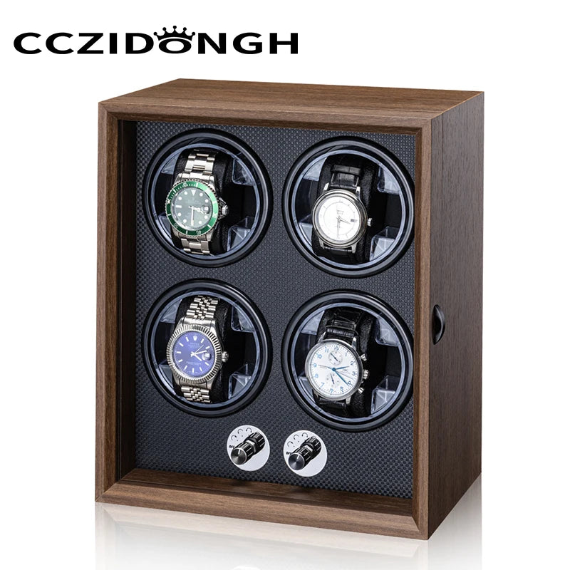 CCZIDONGH Wooden Automatic Watch Winder Household Watch Box Wanbaozhi Silent Motor Mechanical Watch Shaker Upper Chain Box